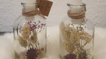 Kerzenglas mit Trockenblumen - Arrangement